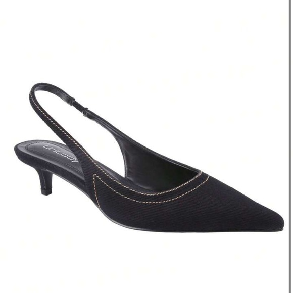 Black Denim Sling Back Stiletto Heel - Picture 8 of 8